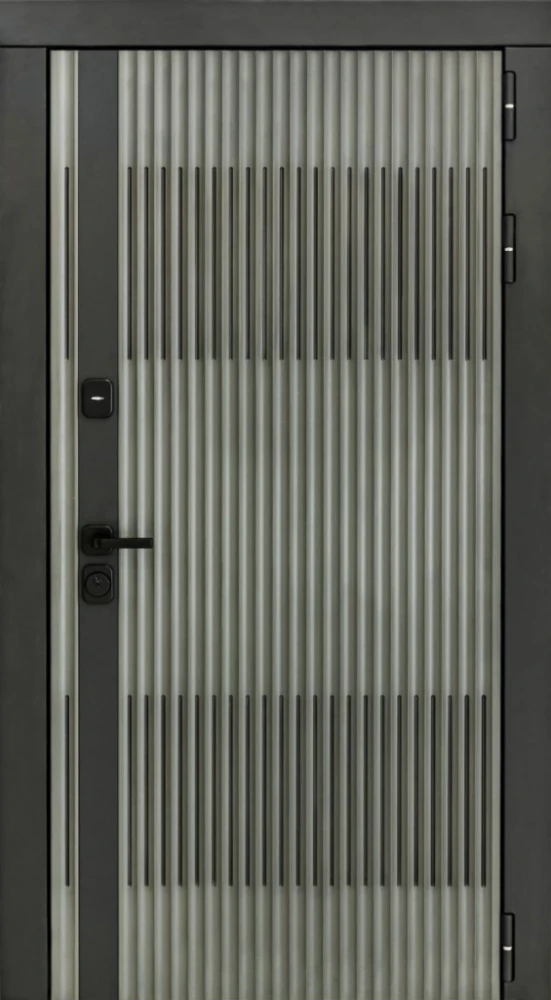 Входная дверь ДвериПРО Элфи Алиса (16мм, ПВХ Софт грей, зеркало) DPRO227549 внешняя сторона